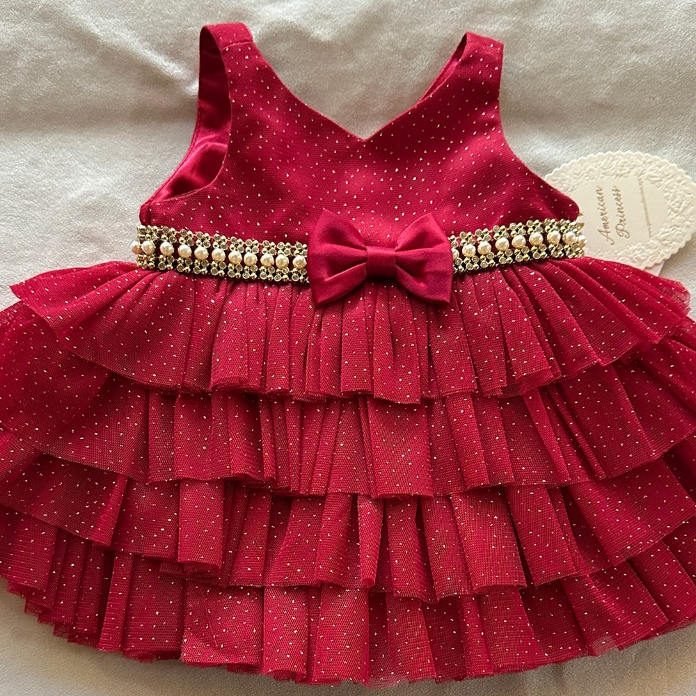 American Princess Ruby Dress with Pearl Accents
